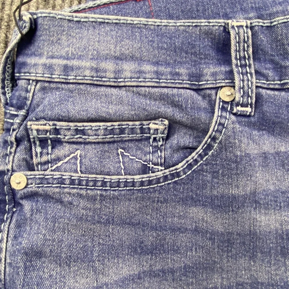 True Religion Geno Relaxed Slim Jeans Mens 38 Blue Denim Big T Stitch Y2K